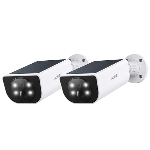 AOQEE Caméras de Surveillance - Camera Exterieur sans Fil Panneau Solaire Intégré, PIR Alerte Instantanée, Détection Humaine AI, Vision Nocturne Intelligente, Audio Bidirectionnel (Lot de 2)