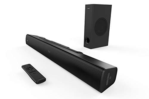 Creative Barre de Son Stage V2 2.1 avec Caisson de Basses, Clear Dialog et Surround par Sound Blaster, Bluetooth 5.0, TV Arc, Optique et Audio USB, Montage Mural, Graves et aigus réglables, pour TV