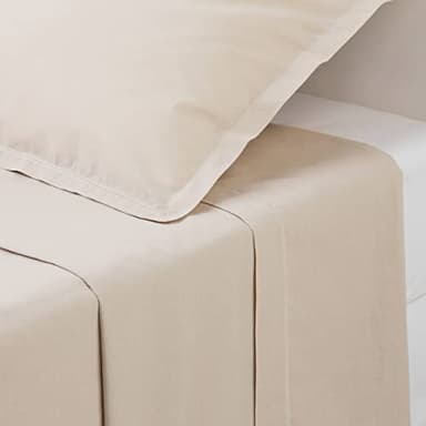 Atmosphera - Drap Plat - Percale - Beige Lin - 240x290 cm