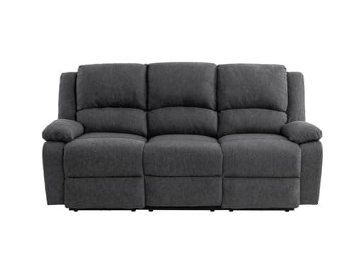 LOUNGITUDE - Canapé de Relaxation électrique 3 Places en Tissu - Gris foncé