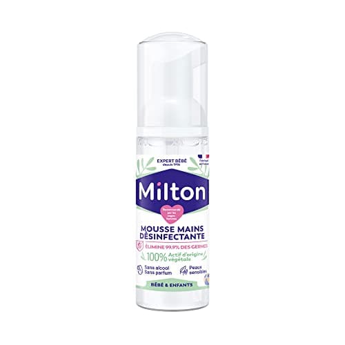 Milton Lloyd Mousse mains désinfectante pour Bébé | Hypoallergénique et Sans Rinçage | Spécial Peaux Sensibles | Testé Dermatologiquement | 50 ml