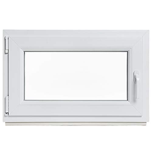 Fenêtre de cave - Plastique - Blanc - Largeur x hauteur : 50 x 40 cm - DIN droite - Double vitrage - Produit en stock