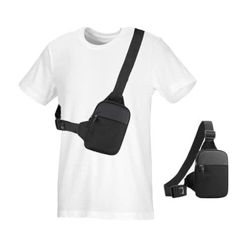 Petite Sacoche Poitrine Homme, Sac Poitrine Homme, Sac Bandoulière Étanche pour Camping, Randonnée, Voyage, Sac à Bandoulière Homme et Femme, Sacoche Crossbody Poitrine (Noir)