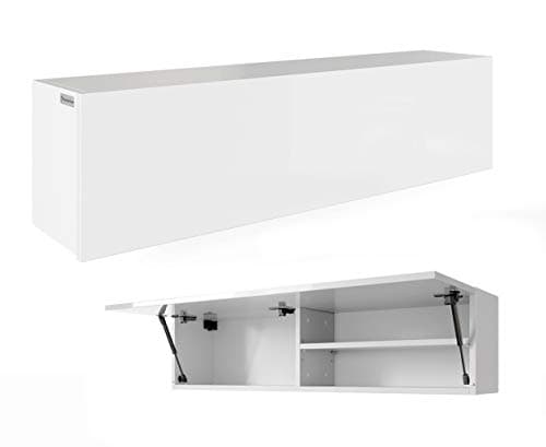 Rodrigo Armoire murale, meuble de salle de bain, très brillante, 80 cm, 120 cm, 160 cm, 200 cm, 240 cm, corps : blanc mat, 120 x 30 x 25 (L x H x l)