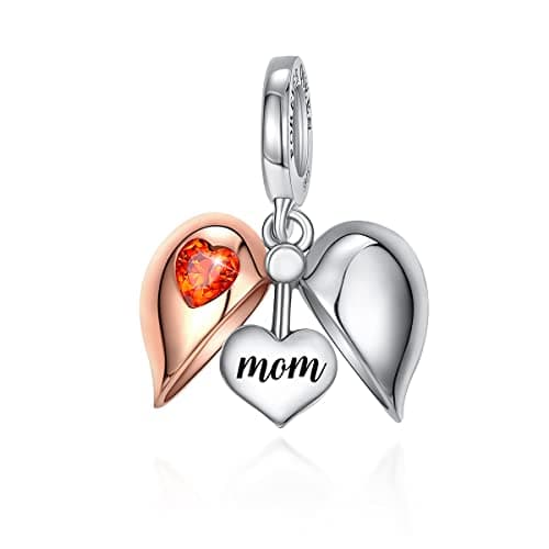 FOREVER QUEEN Amour Maman Charm Bead 925 Sterling Silver Silver Heart Charm Pendentif Compatible avec des bracelets…