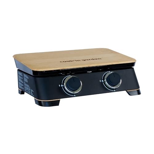 Cook'in garden - Plancha à Poser DUNE 60 à Gaz 4kW - Plaque Fonte Émaillée - 2 Brûleurs Inox - Bac Récupérateur + Capot - Idéal 10 Personnes - Garantie 2 Ans