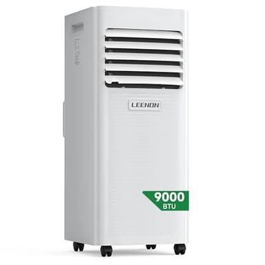 LEENON 9000 BTU Climatiseur Mobile 3 en 1 Climatisation Portable 2.6KW, Déshumidificateur & Ventilateur avec Télécommande, Minuterie 24H, Mode Nuit, Kit Fenêtre Inclus, Mobile Clim pour Maison Bureau