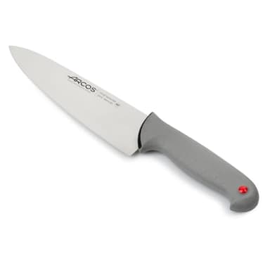 Arcos Couteau de Chef en Acier Inoxydable Nitrum – Poignée Ergonomique en Polypropylène avec Revêtement en Élastomère – Couleur Noire, Série Colour Proof