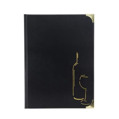 SECURIT - Carte des Vins Basic Line - 2 Inserts Fixes = 4 Feuilles A4 - Pour Café, Bar, Restaurant - PVC - Coloris Noir