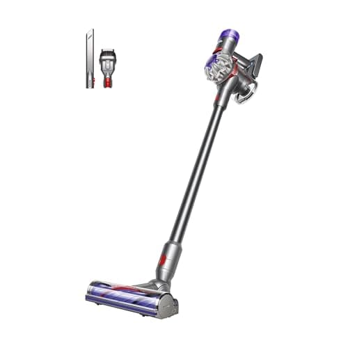 Dyson V8 Advanced™ Aspirateur Balai sans Fil – 130 AW, 40 Min d’autonomie, Brosse Motorbar Auto-démêlante, Accessoires combinés, Station Murale, Argent/Nickel