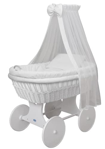 WALDIN Landau/Berceau Complet -18 modèles Disponibles,Cadre/Roues Blanc laqué,Couleur du Tissu Blanc
