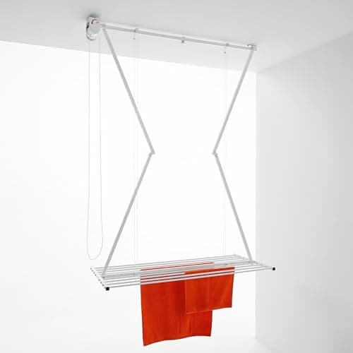 foxydry Mini Étendoir de Plafond, séchoir à Linge Vertical rétractable, Repliable et Extensible pour intérieure et extérieure, étendoir pour Balcon (Blanc, 152 cm)