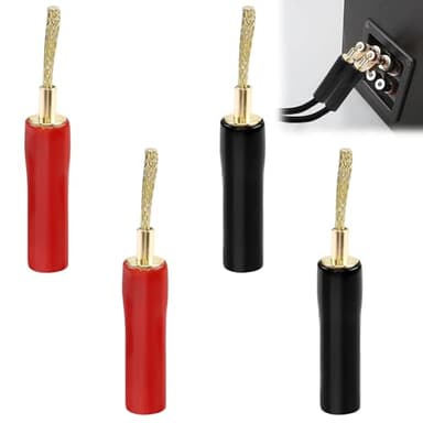 4 Pièces Fiche Banane Haut-Parleur, Fiches Banane à Broches Flexibles, Fiche Banane Plaquée Or de 2 mm pour Amplificateurs, Haut-parleurs, Fils, Systèmes Audio