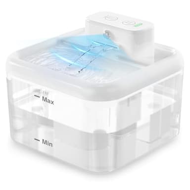 Fontaine à eau sans fil pour chat de 2 L avec détecteur de mouvement, fontaine à eau à piles ultra silencieuse pour chat, fontaine à eau pour animaux domestiques, blanc