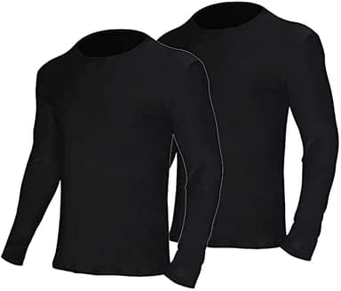 YUSHOW Lot de 2 sous Vetement Thermique Homme Maillot de Corps à Col Rond Manches Longues Hiver sous-Vêtements Haut Chauds Ultra Doux Base Layer, Noir, Taille 4XL