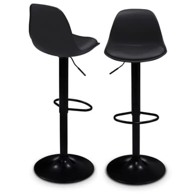 IDMarket - Lot de 2 tabourets de Bar Karl Design Noir Pied Noir