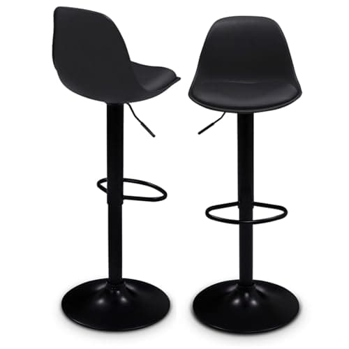 IDMarket - Lot de 2 tabourets de Bar Karl Design Noir Pied Noir