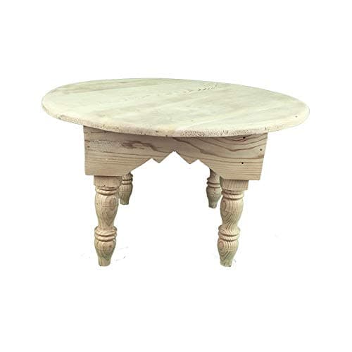 ARTIGIANATO VULCANO Table basse marocaine ethnique en bois brut de cèdre diamètre 50 cm