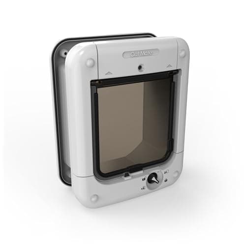 Cat Mate Chatière activée par puce électronique, pour chats et petits chiens, installation facile dans les portes UPVC, les portes en verre et en bois – Blanc
