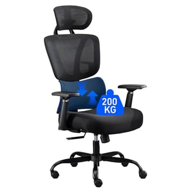 BRTHORY Chaise de Bureau Ergonomique, Maille Respirante, avec Support Lombaire Réglable/Appuie-tête/3D-Accoudoi, Fonction Bascule/Charge de 200 kg, Fauteuil de Bureau Réglable en Hauteur