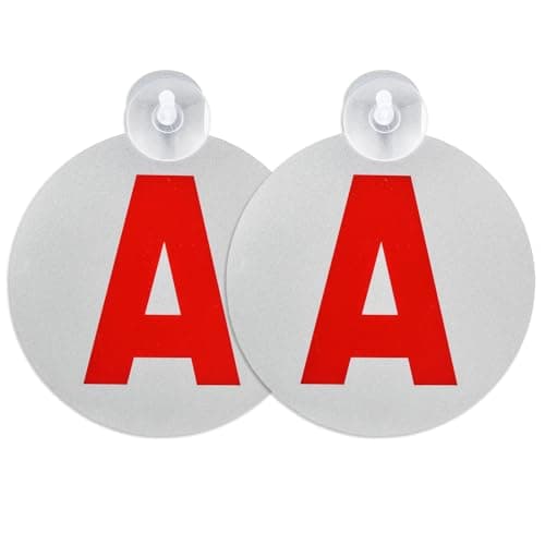 Ancable Lot de 2 Disque A Jeune Conducteur - Ø 15 CM - Fixation par ventouse, protection antivol et anti-UV, réflexion nocturne