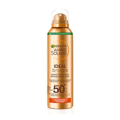 GARNIER Ambre Solaire Ideal Bronze - Brume Protectrice Invisible FPS 50+ - Protège des UVA & UVB - Bronzage Éclatant - Résiste à L'eau - Vegan & Cruelty Free - Tous Types de Peaux - 150 ml