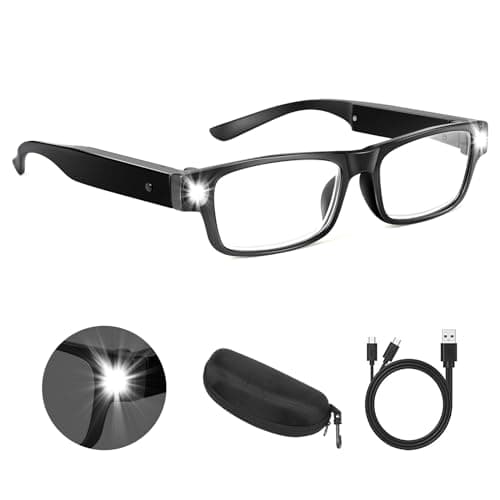 NZQXJXZ Lunettes Grossissantes 300% avec Lumière, Rechargeables par USB, Éclairage LED, Loupe Mains Libres pour Travail de Près, Loisirs, Lecture, Artisanat