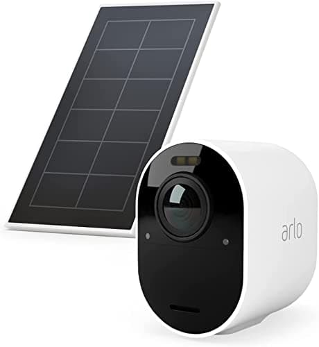 Arlo Caméra de Surveillance Ultra 2 Spotlight + Panneau Solaire, WiFi, sans Fil, Vidéo 4K HDR, Vision Nocturne, Champ de Vision 180°, Batterie 6 Mois, Inclus 90 Jours Arlo Secure, SmartHub requis