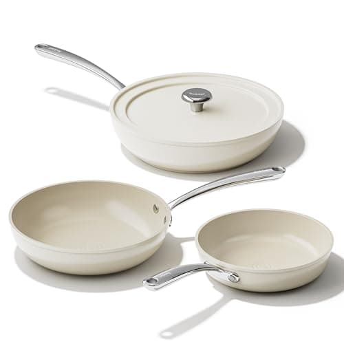 Redchef Lot de 4 poêles à frire en céramique et aluminium avec revêtement en céramique antiadhésives et à induction 20/24/28 cm pour tous les types de plaques de cuisson, sans PTFE, sans PFOA, passent