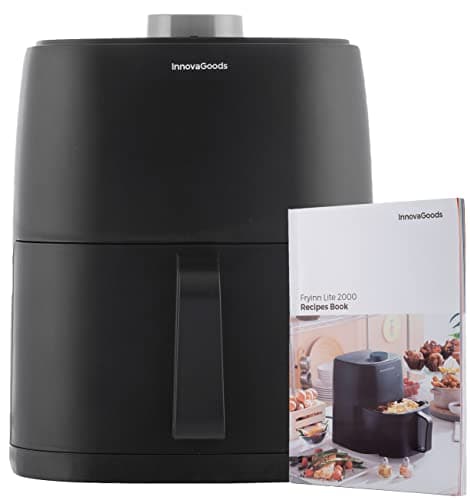 InnovaGoods - Friteuse sans Huile Fryinn Lite, 1200W, Cuisson Rapide et Saine, Technologie Air Chaud 360º, Capacité 2L, Panier Anti-adhérent, Noir, Plastique
