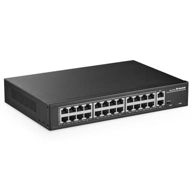 MokerLink 24 Port PoE Switch, 2 Gigabit Uplink, 300W IEEE802.3af/at, VLAN & Extend, Metal Rackmount Unmanaged Plug and Play Ethernet Switch