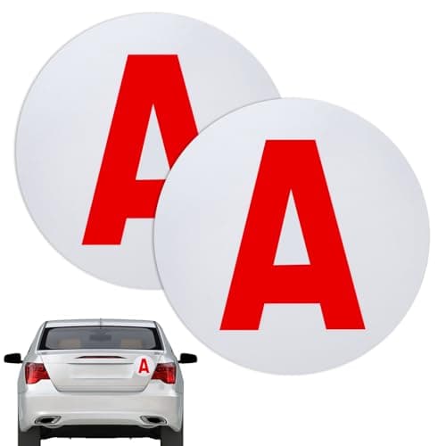 Wonvify A Magnetique Jeune Conducteur, 2 PCS Disque A, 15cm Rond pour Voiture Jeune Permis Conducteur Apprentissage - Réflexion Nocturne, A Apposer sur Le véhicule, Nuit Fluorescent