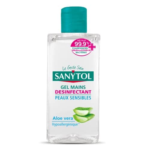 Sanytol - Gel Mains Désinfectant Peaux Sensibles - Aloé Vera - 75 ml - Bactéricide, Virucide, Fongicide - Hypoallergénique, Testé Dermatologiquement