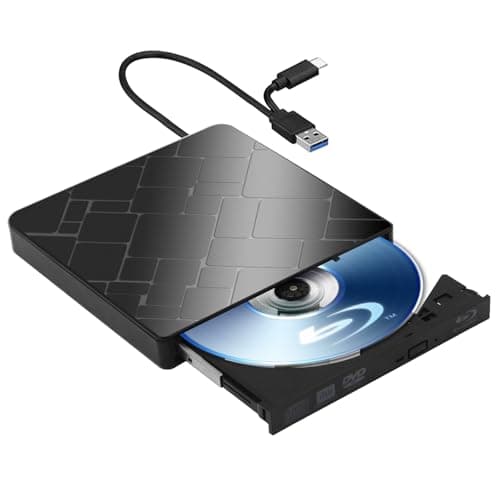 TOMVYTER Lecteur portable externe Blu-Ray externe, lecteur Blu-Ray externe, lecteur DVD/BD Graveur 4K Blu Ray avec USB 3.0 Type-C, Graveur DVD/CD ROM pour ordinateur portable PC Mac OS MacBook Windows