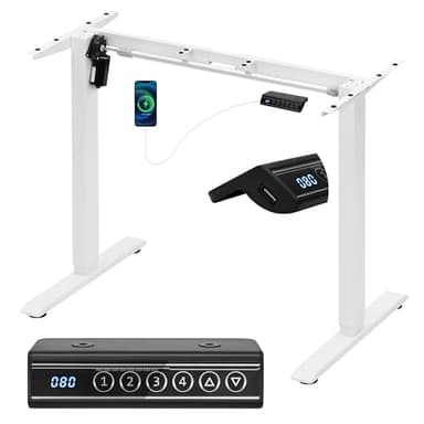 WOLTU Cadre de Bureau Assis Debout Electrique, Bureau Réglable en Hauteur, avec 4 Hauteurs de Mémoire, 72-120cm, Anti-Collision, Blanc