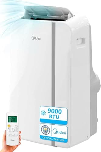 MIDEA Climatiseur Mobile Silencieux 9000 BTU avec Évacuation - Climatisation Portable Prêt à Poser 2700W - Clim Réversible Split Mobile - 3 Vitesses avec Kit de Fenêtre et Télécommande