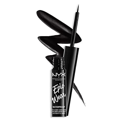 NYX Professional Makeup Eyeliner Liquide Semi-Permanent Epic Wear, Longue Tenue, Waterproof, Maquillage et Body Art Créatif, Fini Mat, Couleur : Noir