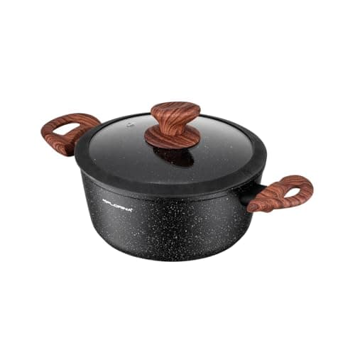 FLORINA MASTER BLACK Cocotte en aluminium 24 cm 4L | Revêtement antiadhésif | Pour tous types de plaques de cuisson, y compris induction | Poignées ergonomiques soft-touch