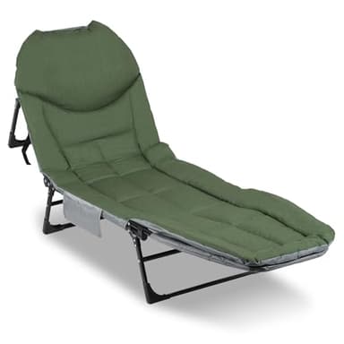 Jiubiaz Chaise longue pour pêche à la carpe - Pliable - Avec sac de couchage - 200 x 64 x 32 cm - Pour jardin, camping, plage