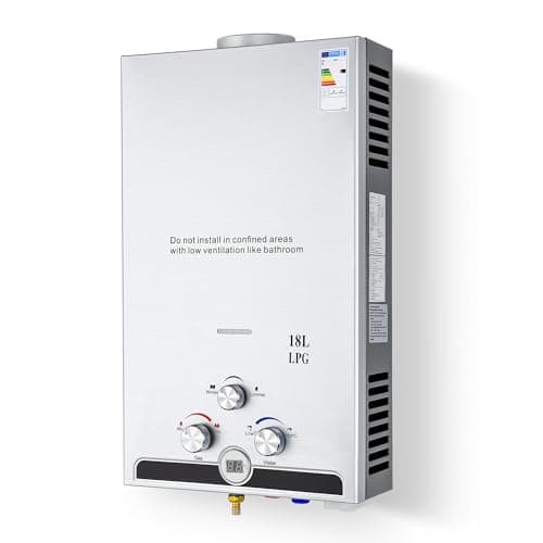 CO-Z Chauffe-Eau à Gaz Instantané 18LPM 30,6kW LPG GPL au Butane Propane avec Modes Hiver et Eté Sans Réservoir en Acier Inoxydable CE Certifié Portable pour Maison Camping Caravane