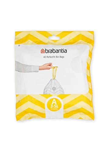 Brabantia Sacs Poubelle PerfectFit (Code A / 3L), Ultra Résistant, Poignées Coulissantes (40 Sacs)