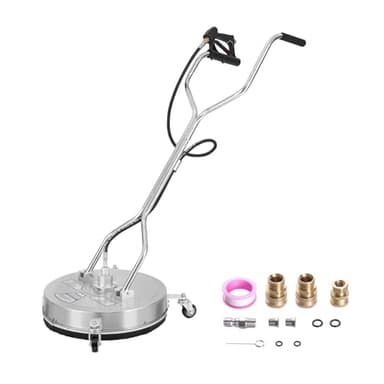 VEVOR Nettoyeur de Surface pour Nettoyeur Haute Pression 508 mm Accessoire Nettoyeur Sol Acier Inox sur Roues Poignée 310 bar Max. Connecteur 0,95 cm Adaptateur 0,635 cm Nettoyeur pour Allées Terrasse