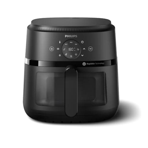 Philips Air Fryer Série 2000 6.2L - 13 façons de cuisiner, technologie Rapid Air, jusqu'à 90% de matières grasses en moins, fenêtre de cuisson, écran tactile, noir (NA230/00)