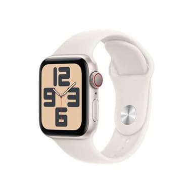 Apple Watch SE (2ᵉ gén) 40 mm GPS + Cellular Montre connectée avec Boîtier en Aluminium lumière stellaire et Bracelet Sport lumière stellaire (S/M). Suivi activité et Sommeil, détection Accidents