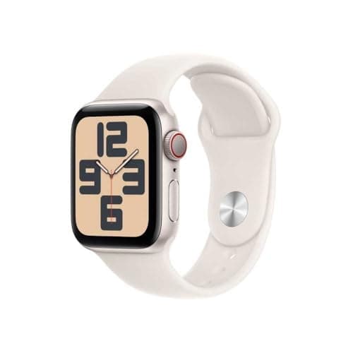 Apple Watch SE (2ᵉ gén) 40 mm GPS + Cellular Montre connectée avec Boîtier en Aluminium lumière stellaire et Bracelet Sport lumière stellaire (S/M). Suivi activité et Sommeil, détection Accidents