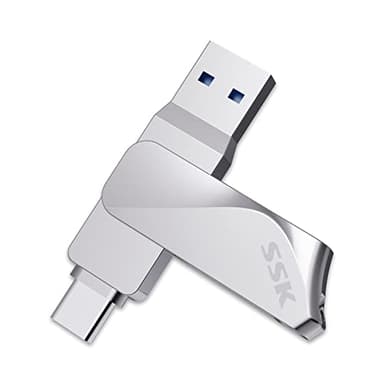 SSK Cle USB 64Go Clé USB 3.2 Haute Vitesse Clef USB 2 en 1 Métal Flash Drive jusqu'à 200Mo/s, OTG Double Cles USB Stockage Imperméable Mémoire Stick Pen Drive pour Android Voiture PC tablettes