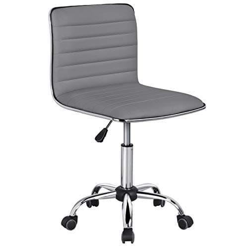 Yaheetech Chaise de Bureau sans Accoudoir Fauteuil Bureau à Hauteur Réglable Dossier Bas Assise Rembourée pour Chambre Studio Gris