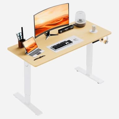 HOMAVO Bureau,Bureau Assis Debout Électrique 60x110cm,Fonction mémoire et Anti-Collision,Hauteur Réglable 70-117cm（Naturel）