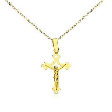 L'Atelier d'Azur Collier - Médaille Or 18 Carats 750/000 Jaune - Christ sur la Croix - Chaine Dorée