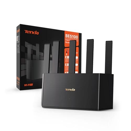 Tenda BE5100 Dual-Band Wi-FI 7 Router, Mesh WiFi, WiFi 7 Router, 1x2.5Gbps + 3X Gigabit WAN/LAN Ports, Vertical Antennas, 4K-QAM, MLO, 8K Streaming, VR/AR Games, NFC, VPN, RE6L Pro